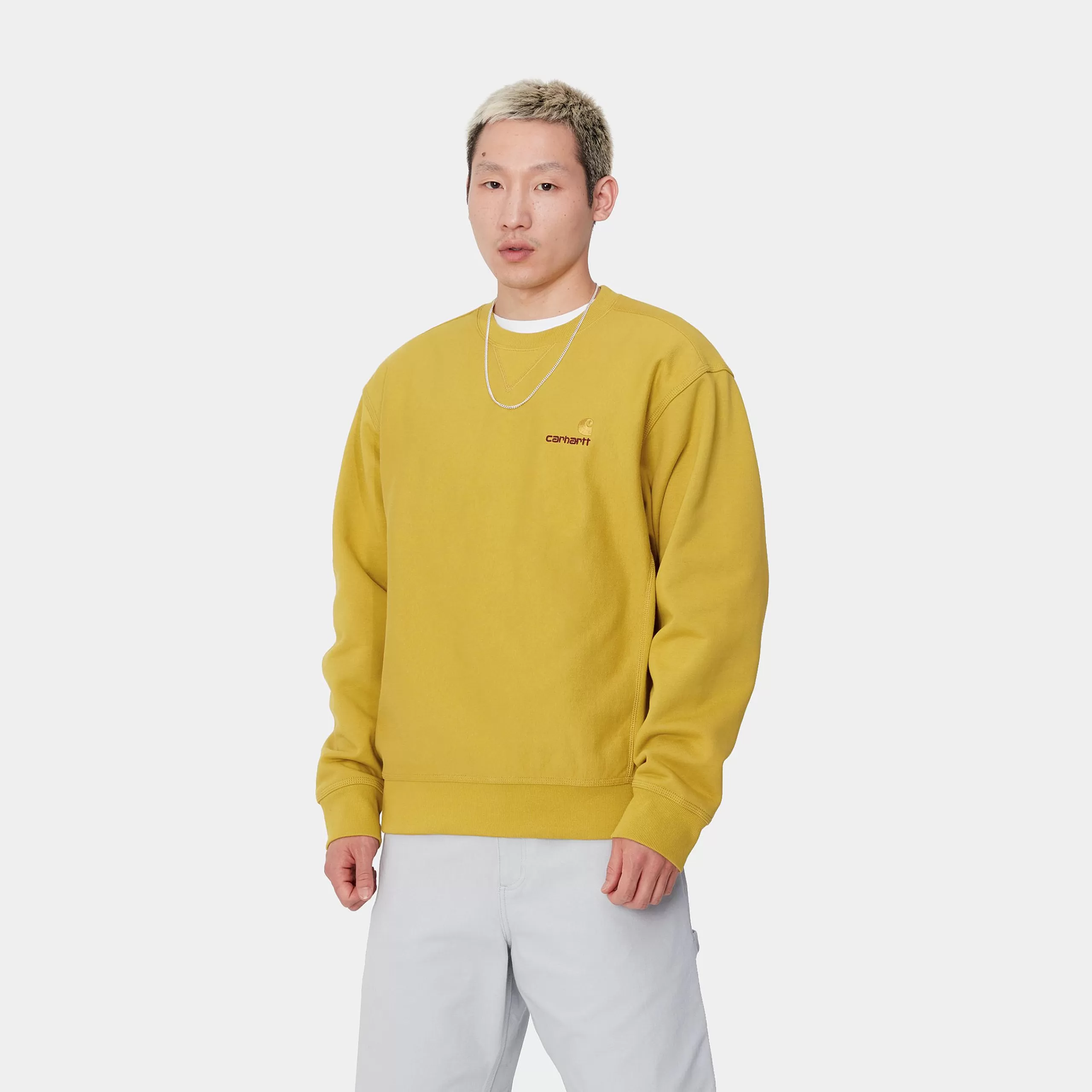 Fashion Carhartt WIP American Script Sweatshirt Golden Olive