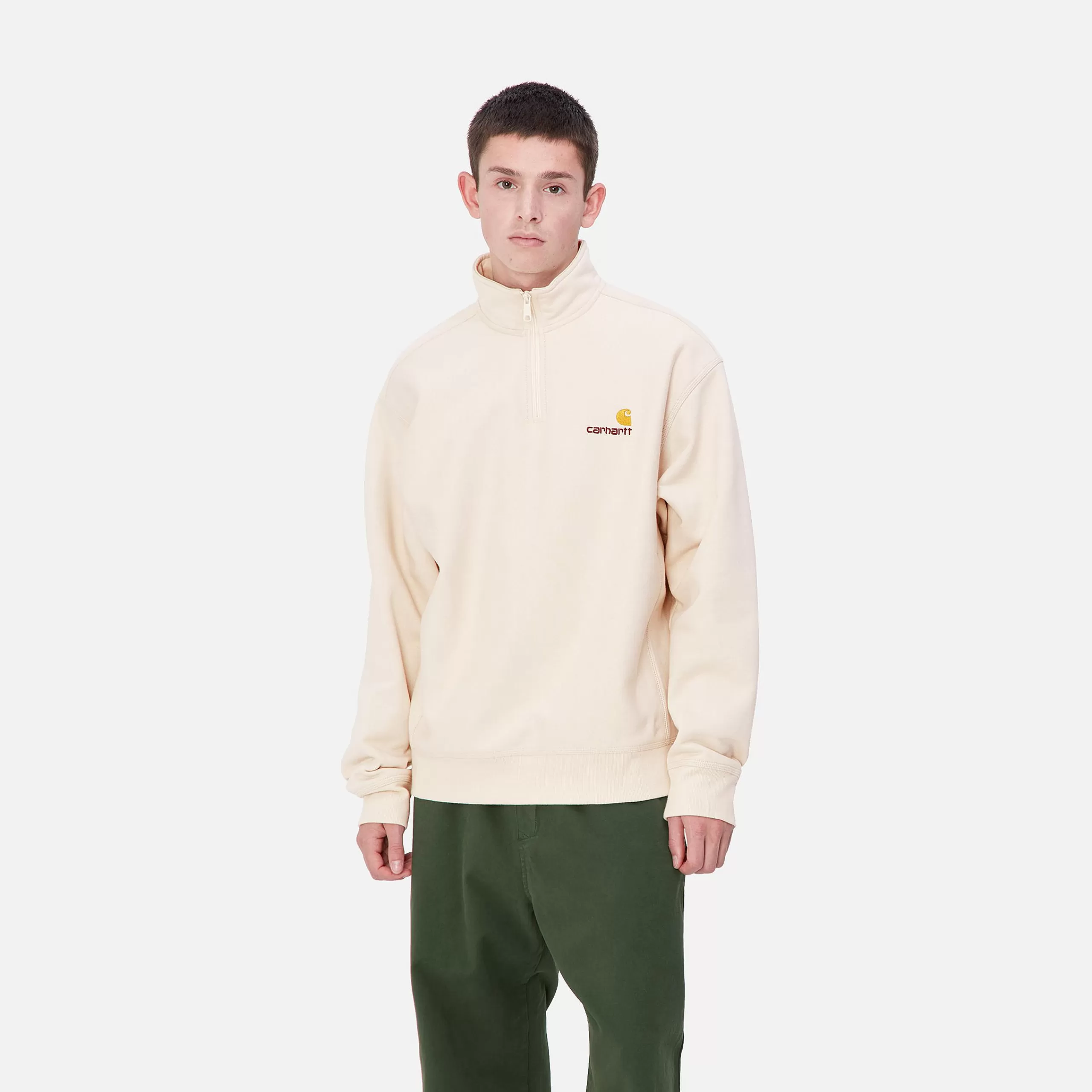 Flash Sale Carhartt WIP Half Zip American Script Sweatshirt Moonbeam