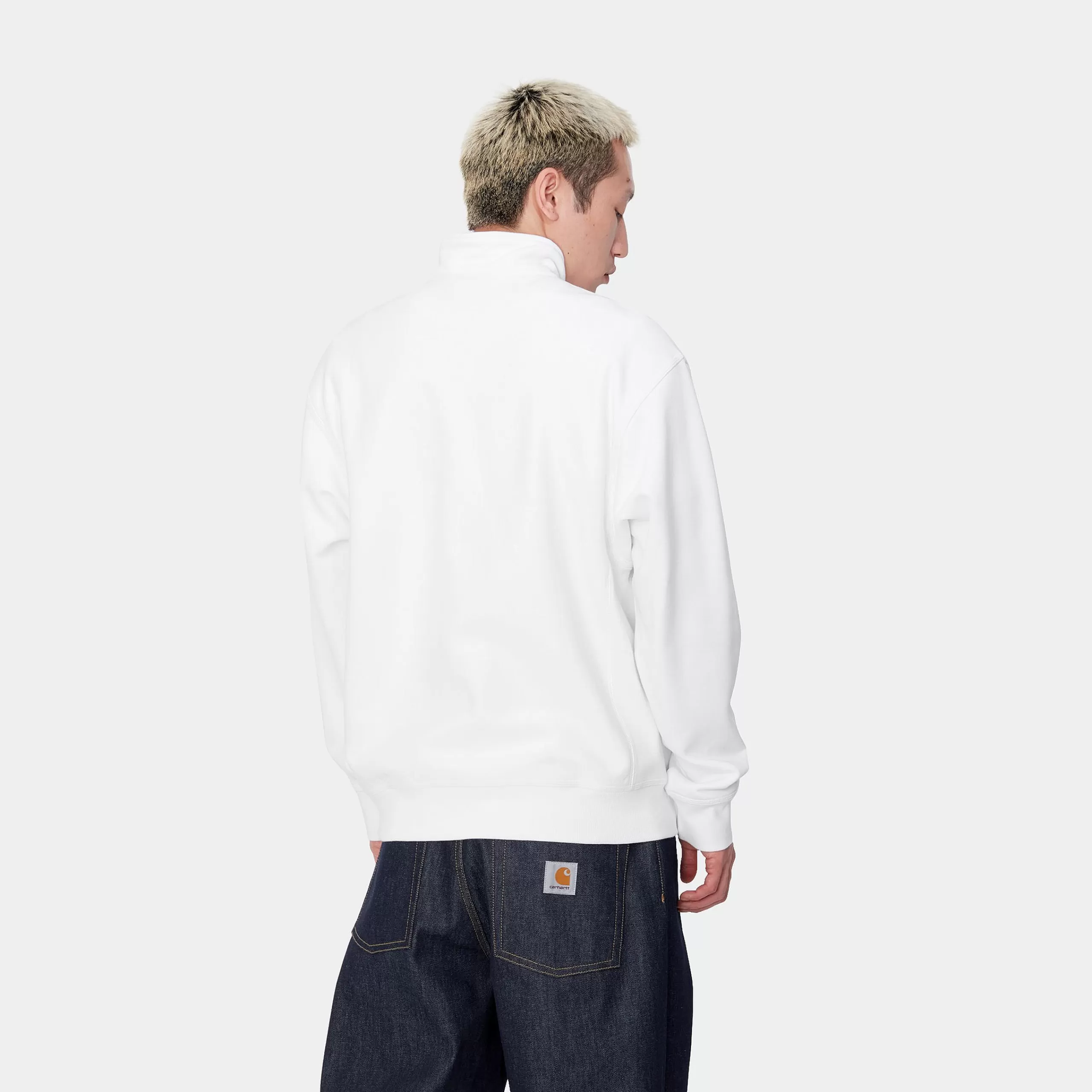 Discount Carhartt WIP Half Zip American Script Sweatshirt White