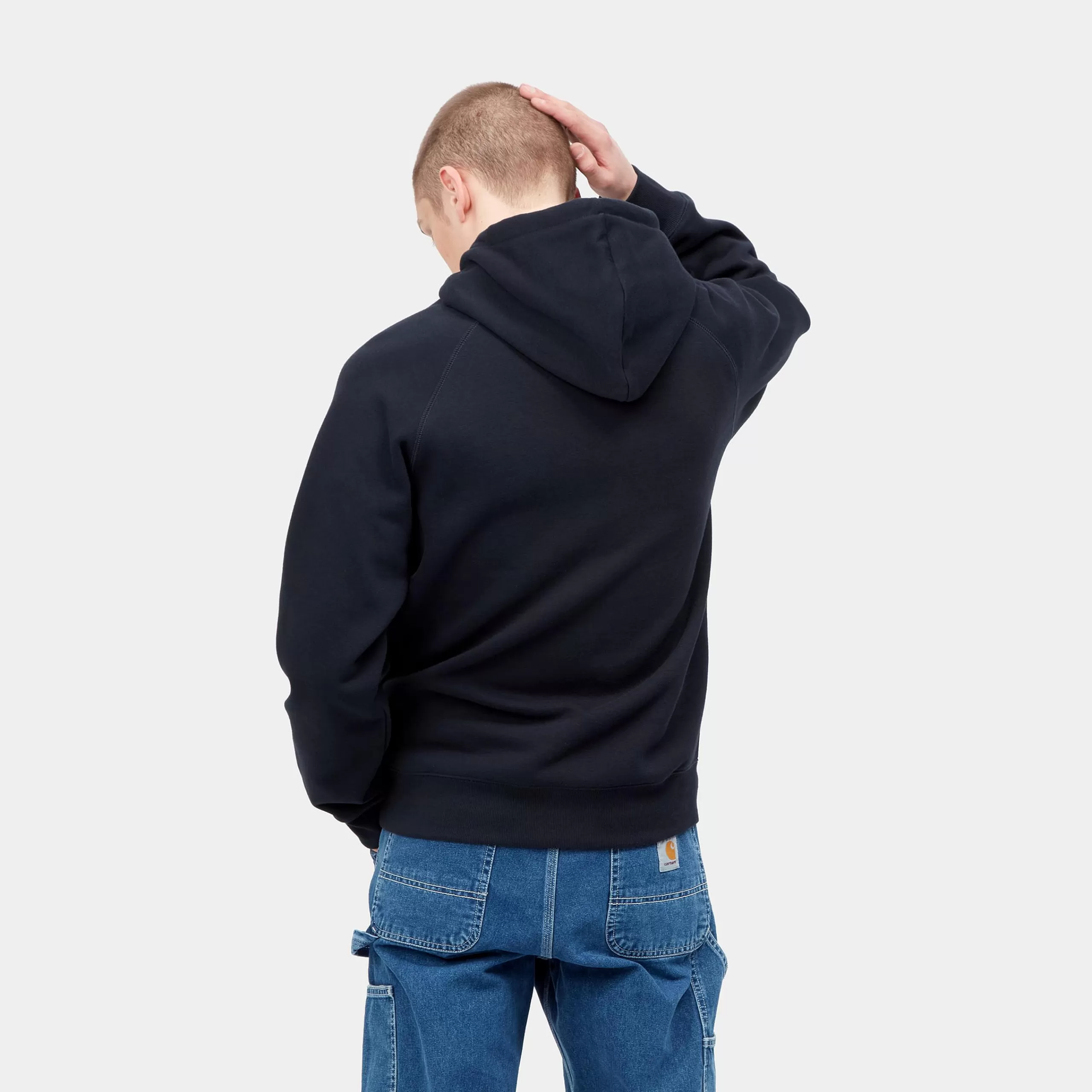 Discount Carhartt WIP Hooded Chase Sweatshirt Dark Navy / Gold