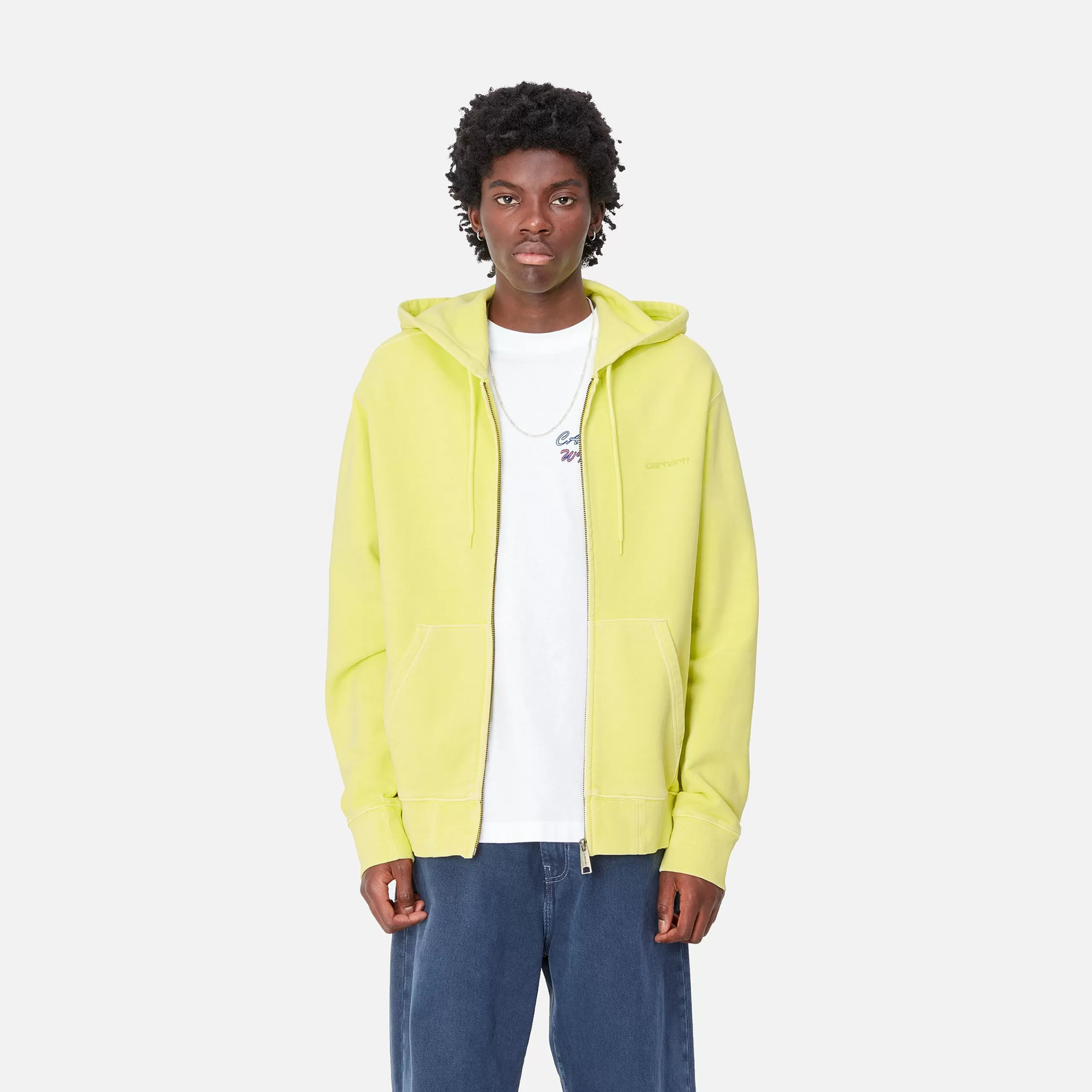Discount Carhartt WIP Hooded Duster Script Jacket Arctic Lime