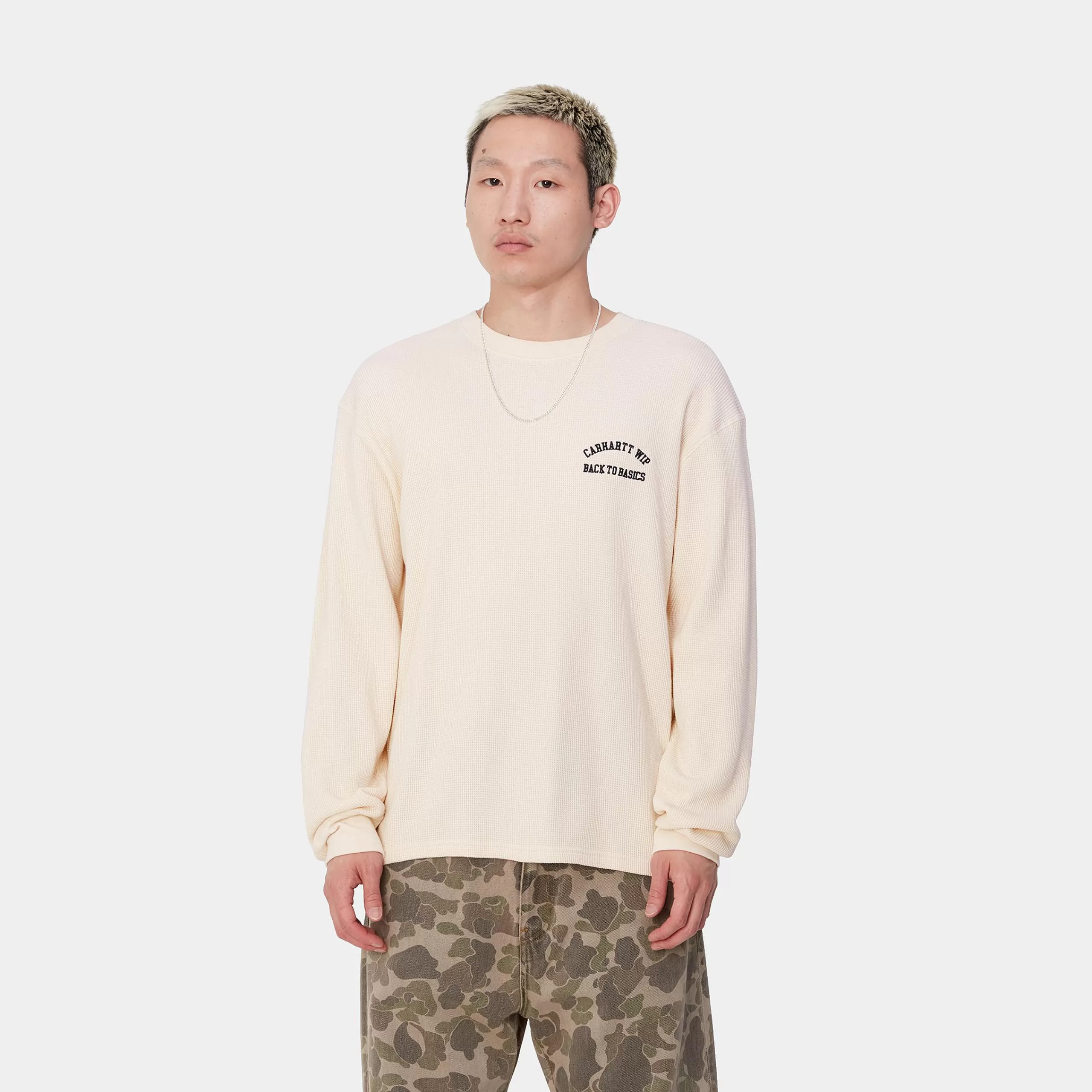 Shop Carhartt WIP L/S Basics Script T-Shirt Natural / Black