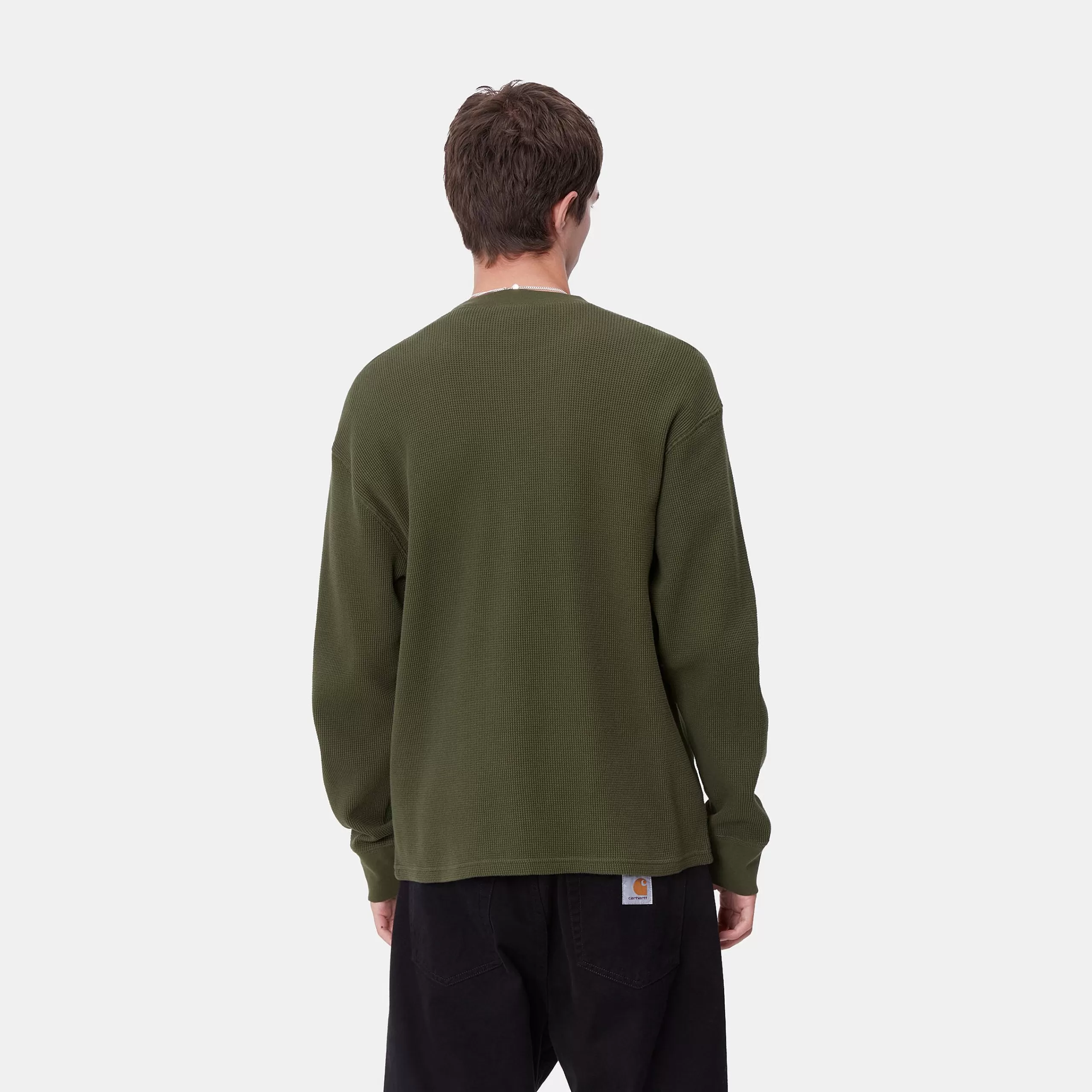 Best Sale Carhartt WIP L/S Basics Script T-Shirt Office Green / Winter Spice