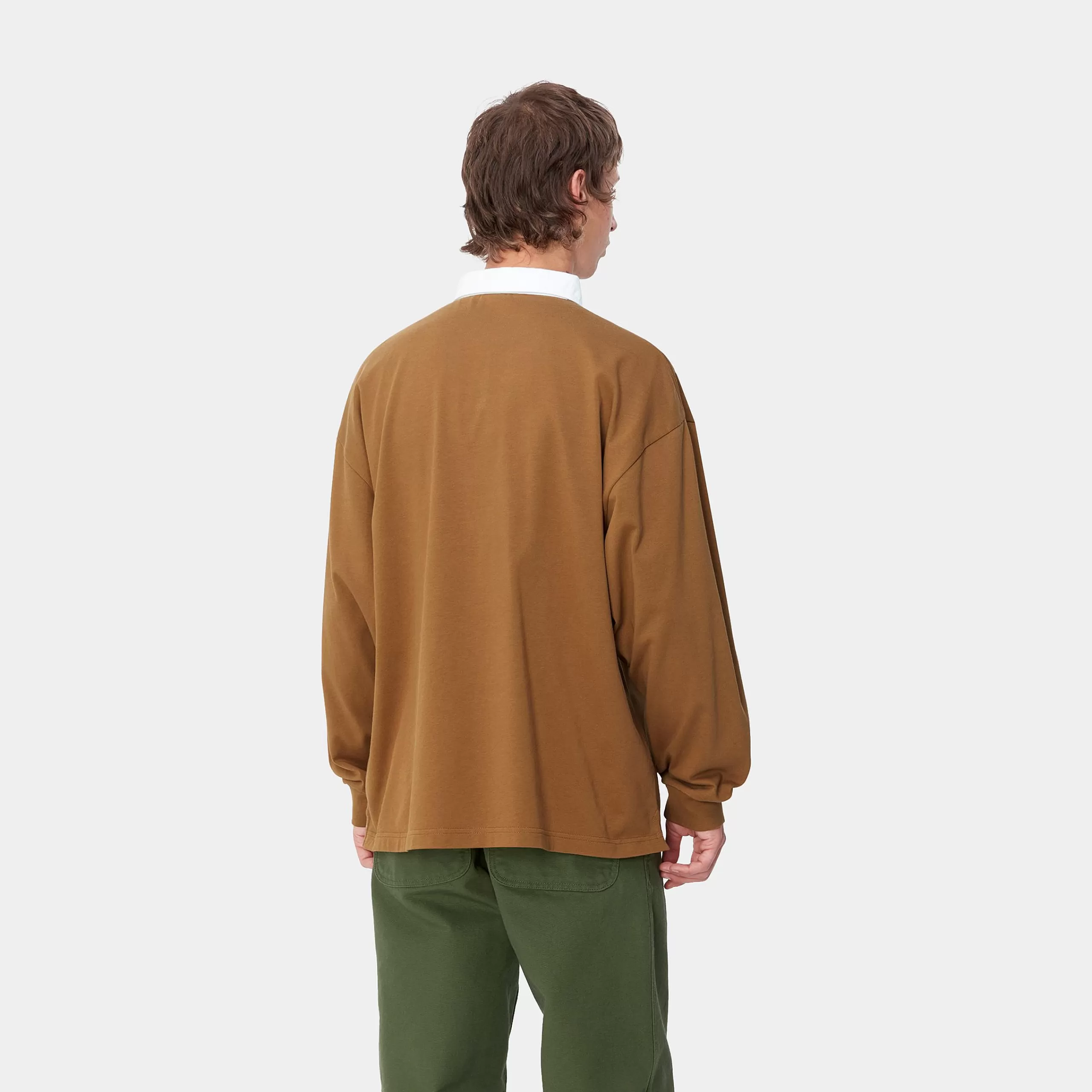 Cheap Carhartt WIP L/S Brown Ducks Rugby Shirt Hamilton Brown / White