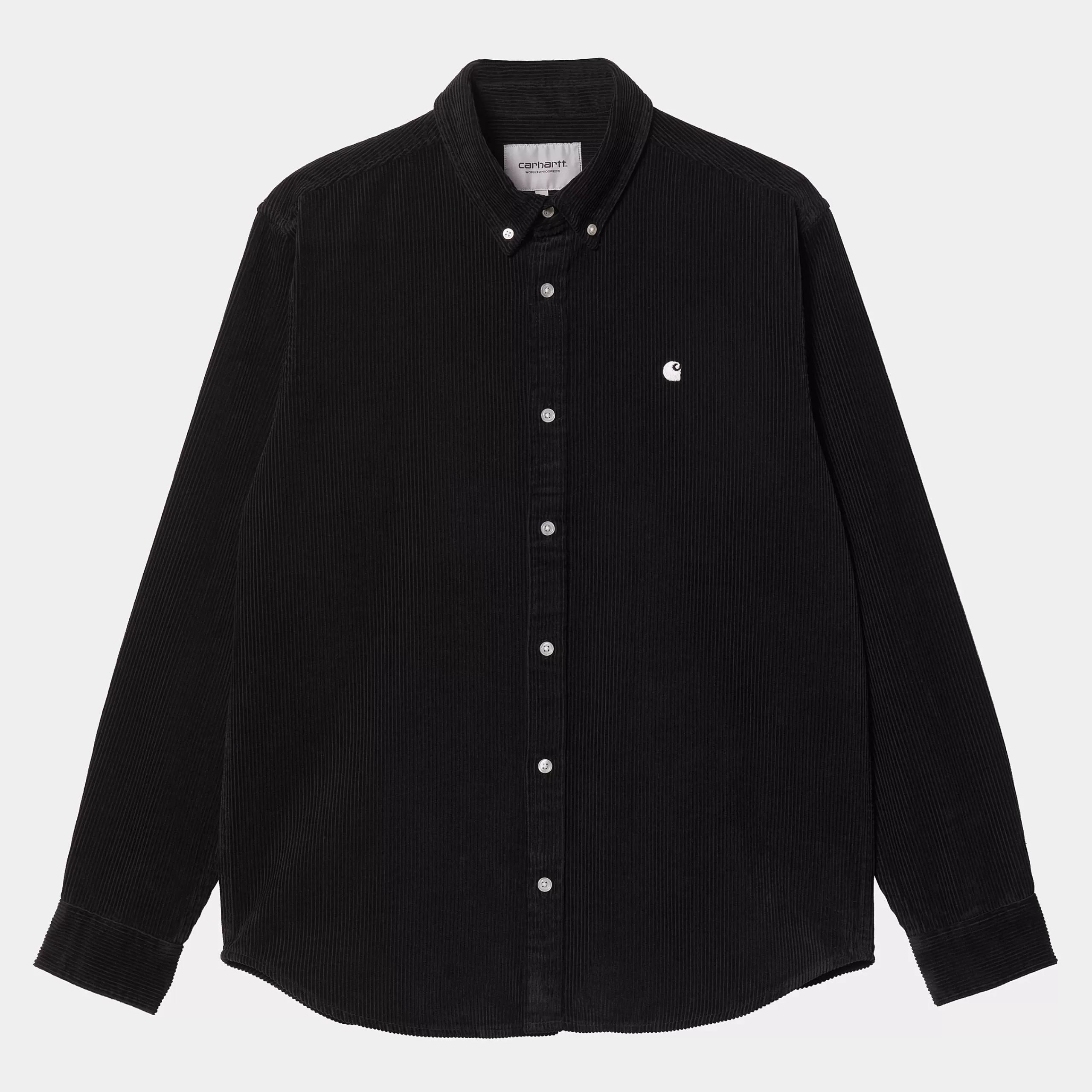 Shop Carhartt WIP L/S Madison Fine Cord Shirt Black / Wax