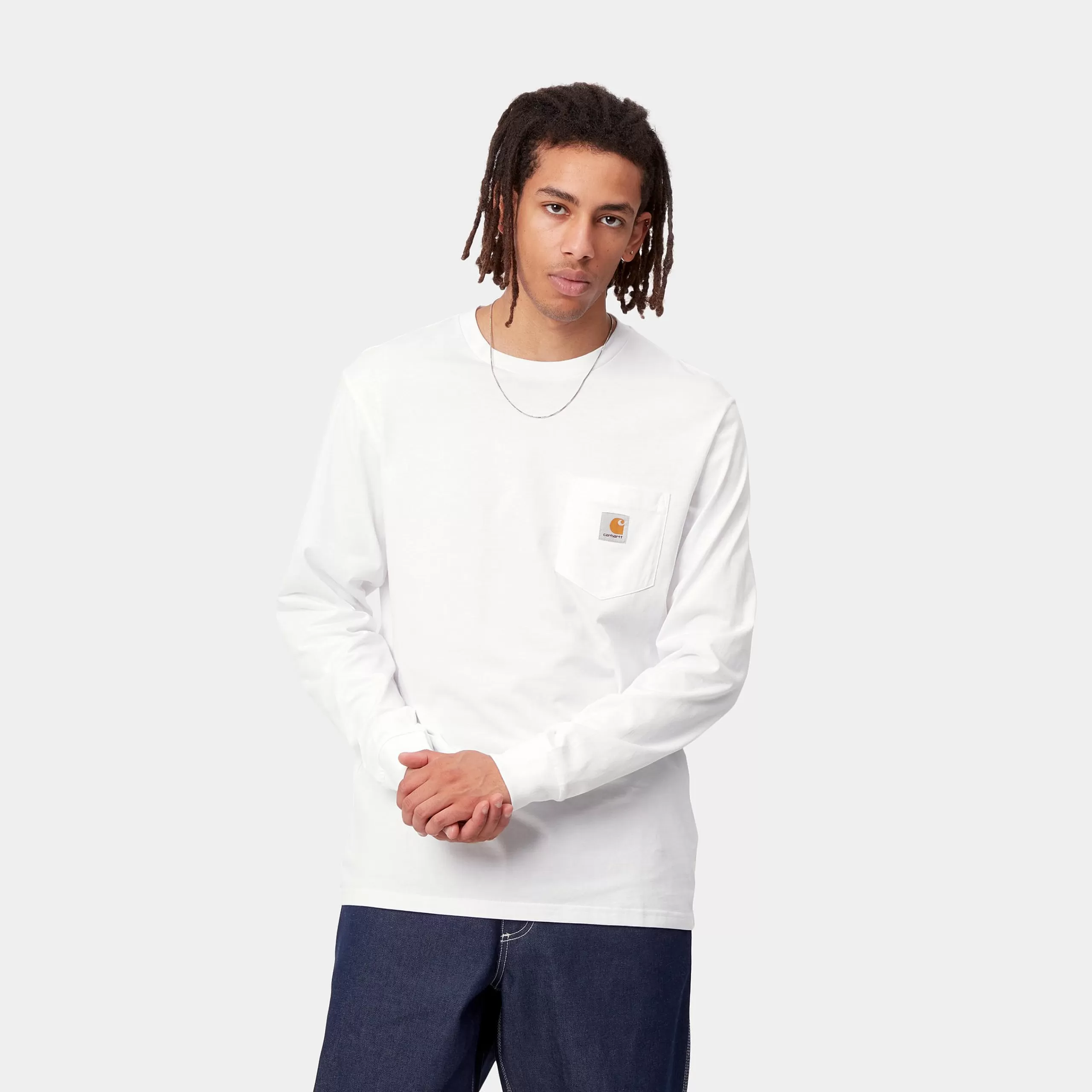 Clearance Carhartt WIP L/S Pocket T-Shirt White