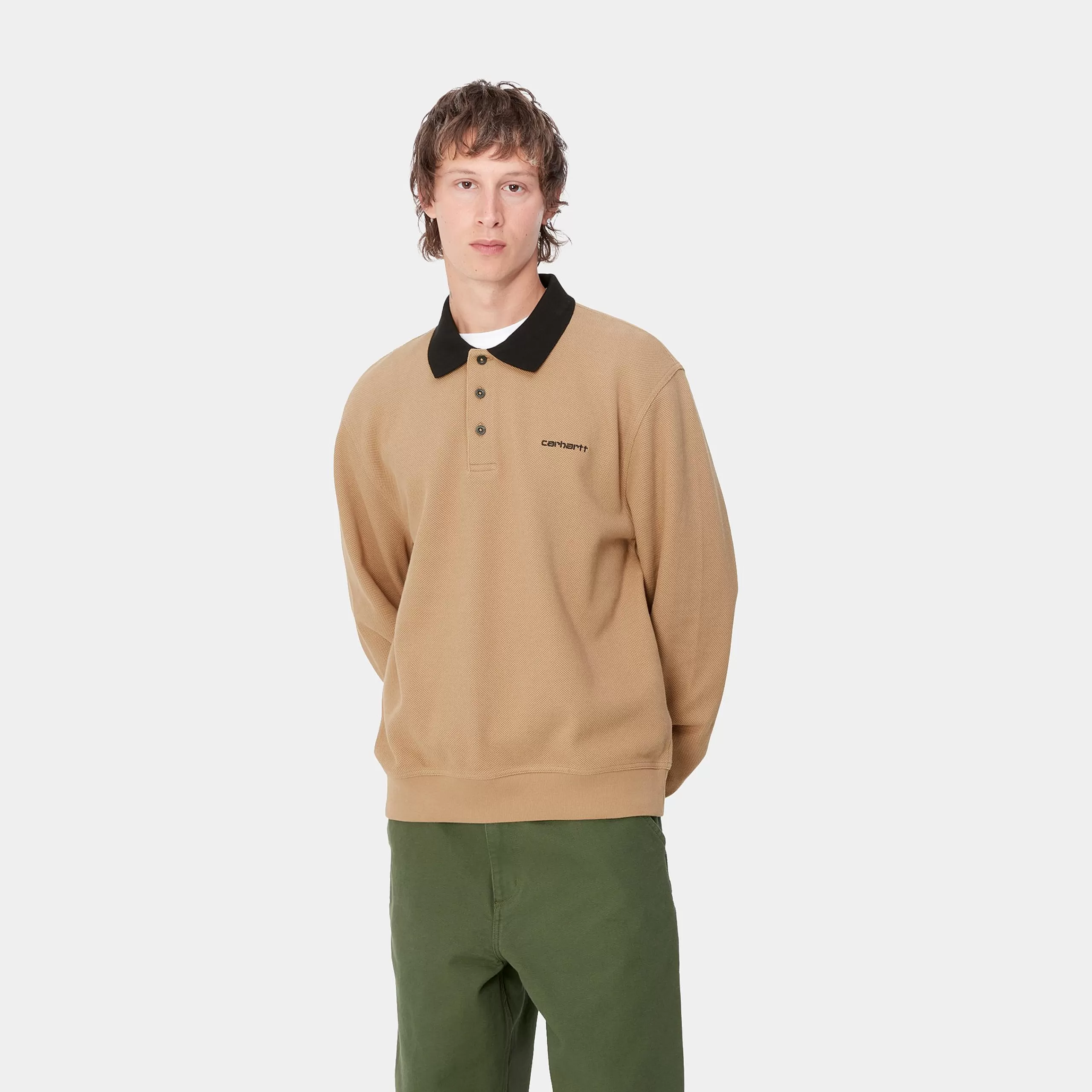 Cheap Carhartt WIP L/S Vance Rugby Shirt Peanut / Black