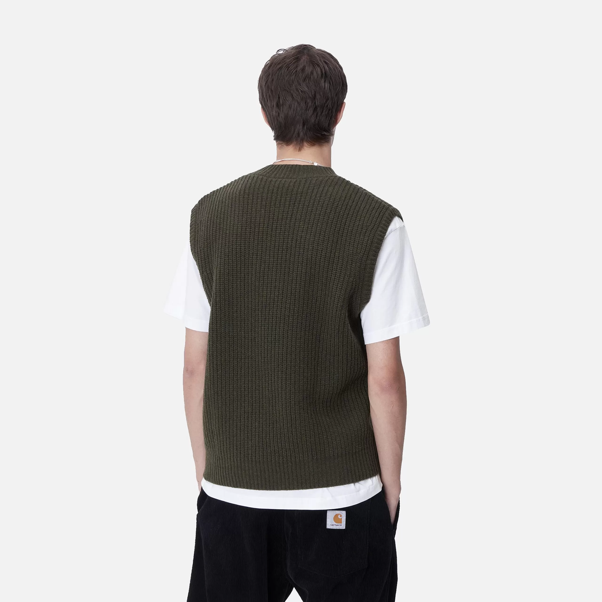 Shop Carhartt WIP Marlon Vest Sweater Office Green