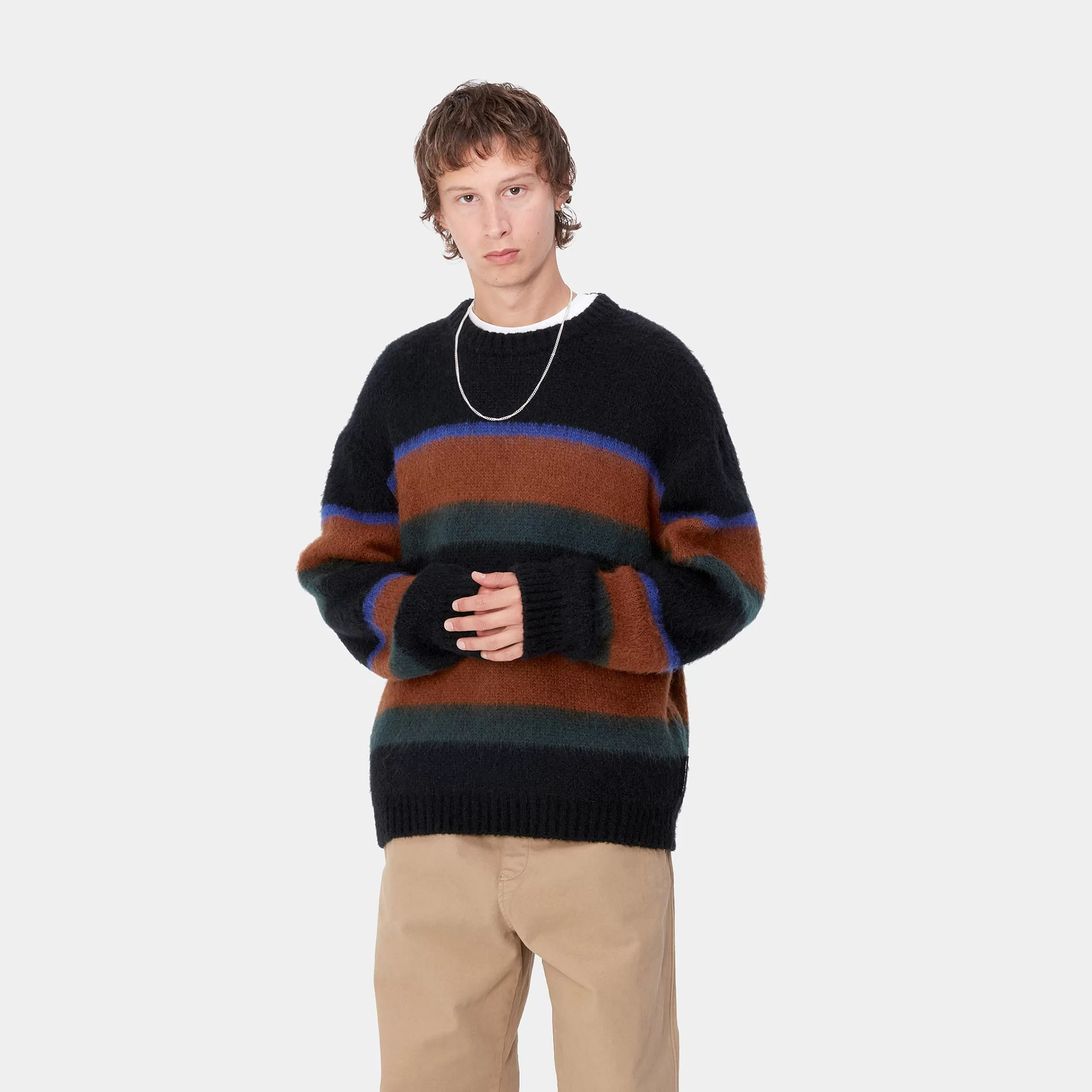 Outlet Carhartt WIP Merton Sweater Sundling Stripe, Deep H Brown