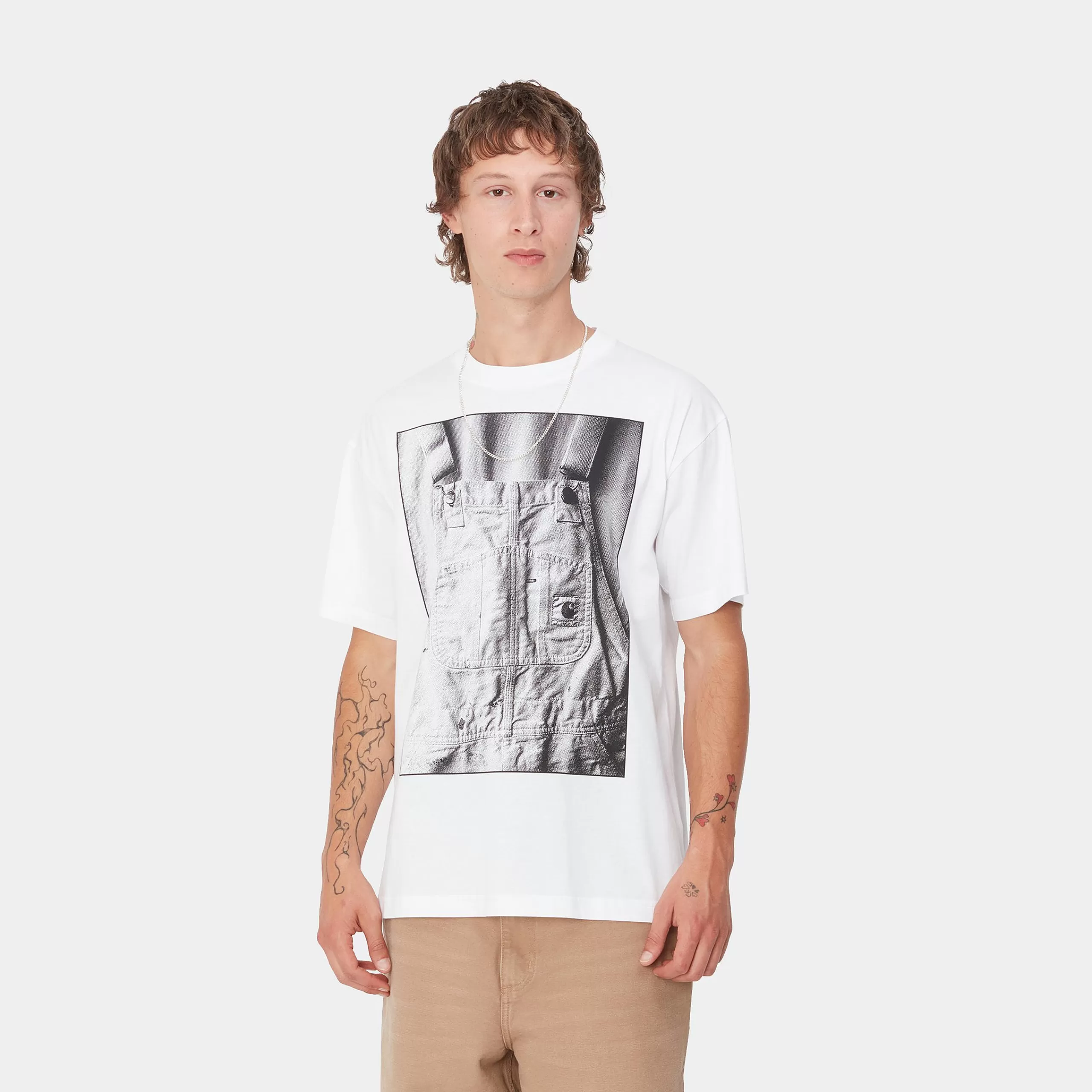Shop Carhartt WIP S/S BIB Overall T-Shirt White