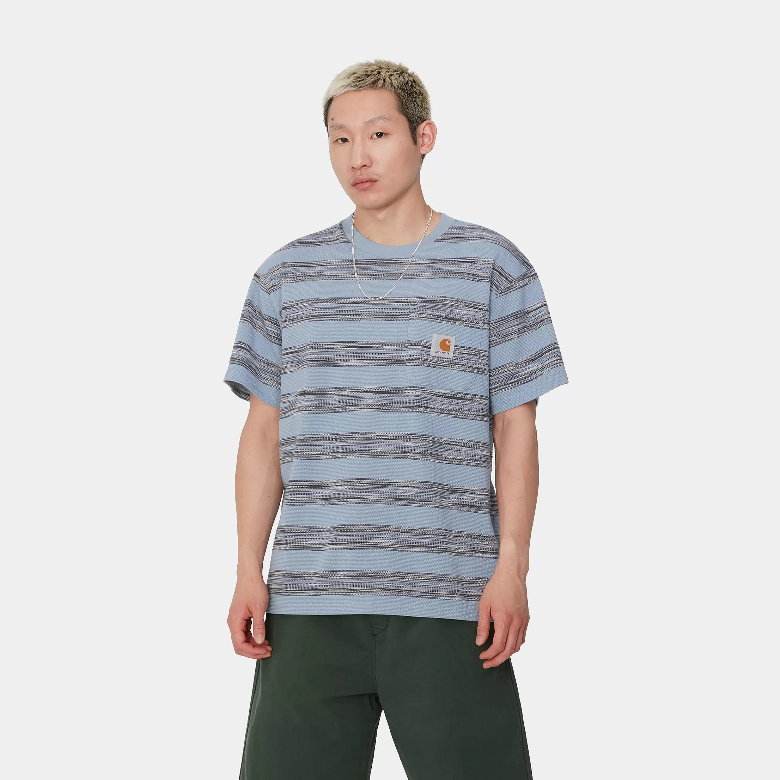 Discount Carhartt WIP S/S Dodson Pocket T-Shirt Dodson Stripe Horizontal, Misty Sky