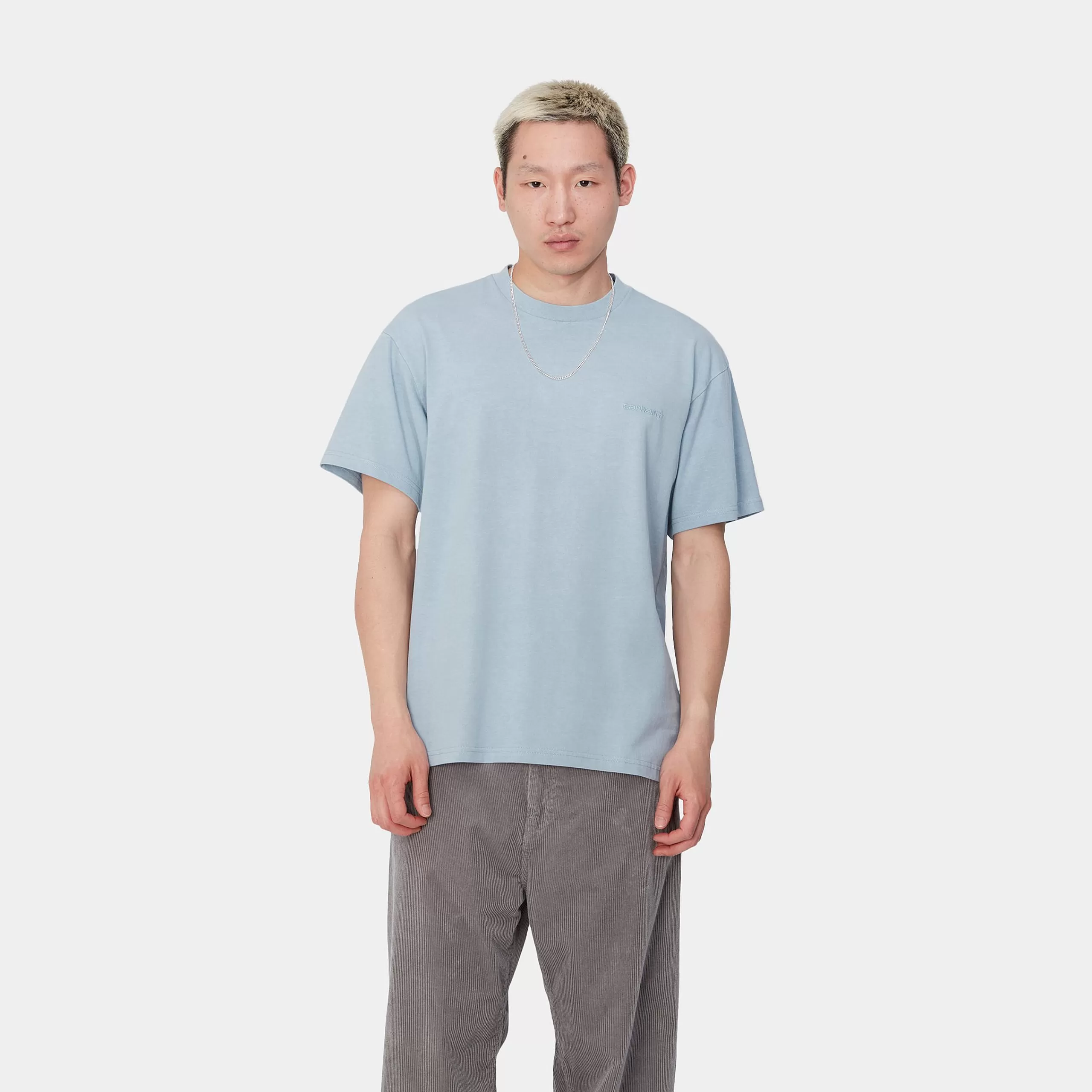 Best Sale Carhartt WIP S/S Duster Script T-Shirt Misty Sky