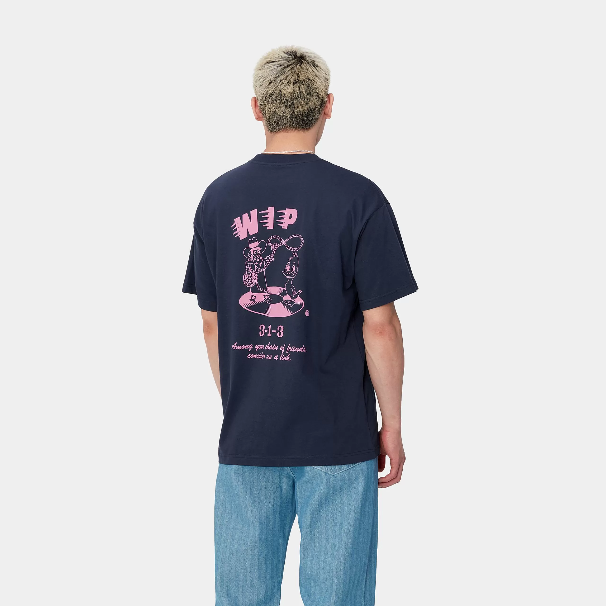Hot Carhartt WIP S/S Friendship T-Shirt Air Force Blue / Light Pink