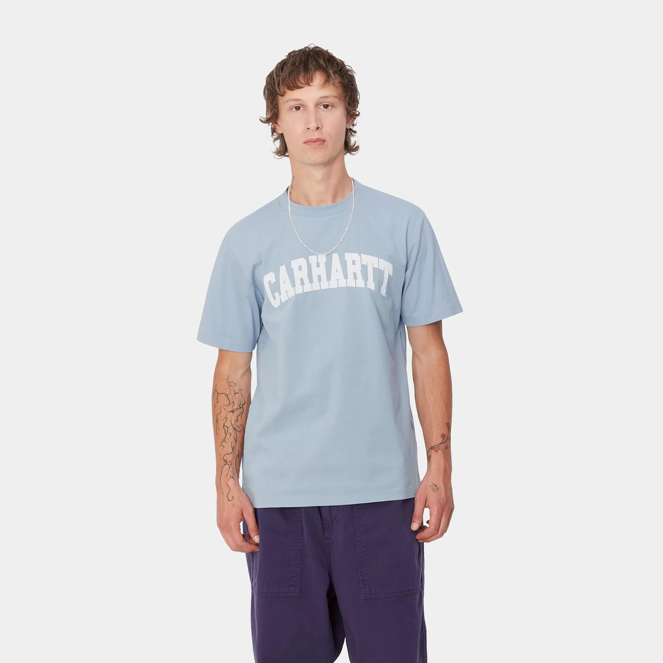 Sale Carhartt WIP S/S University T-Shirt Dusty Ice / White