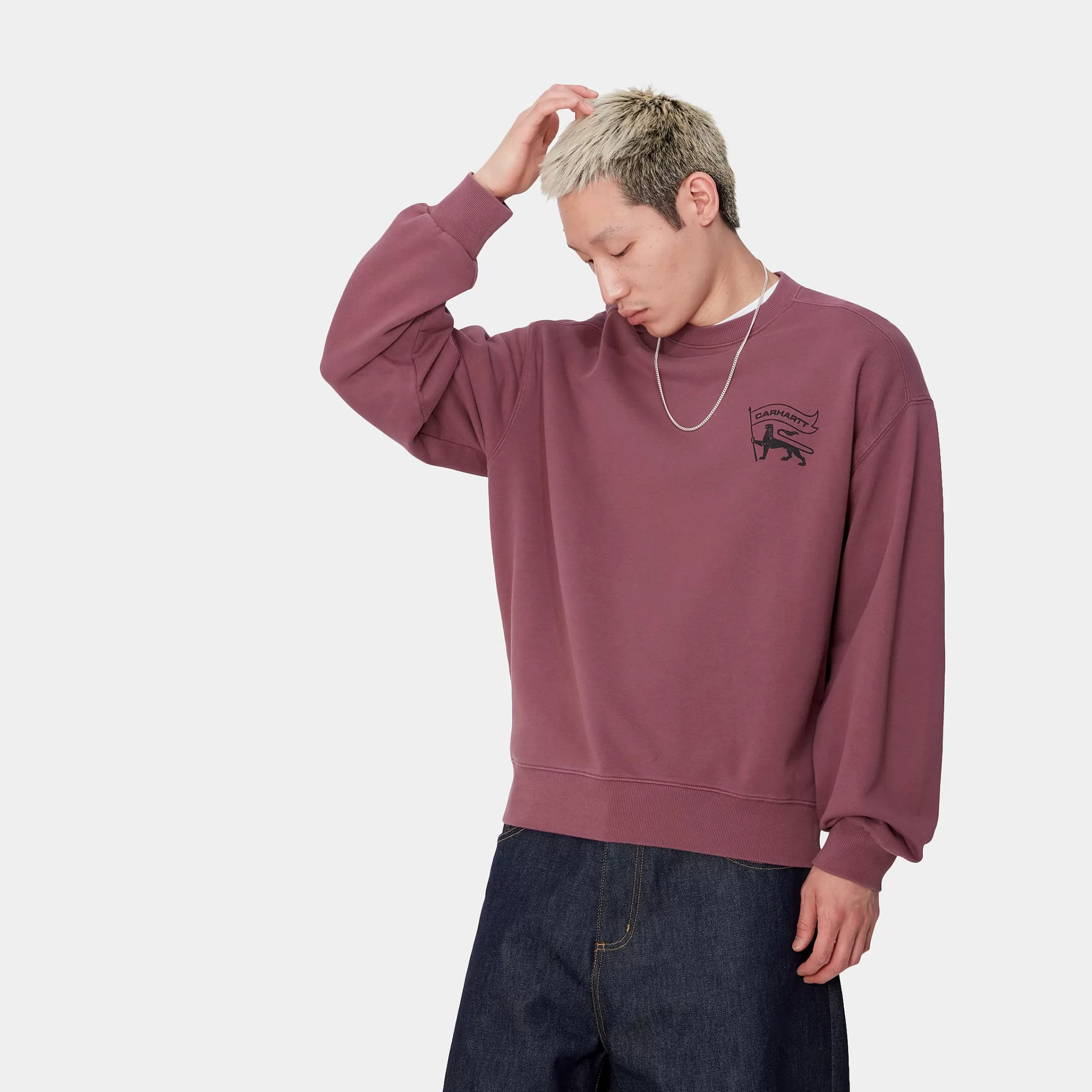 Shop Carhartt WIP Stamp Sweat Dusty Fuchsia / Black