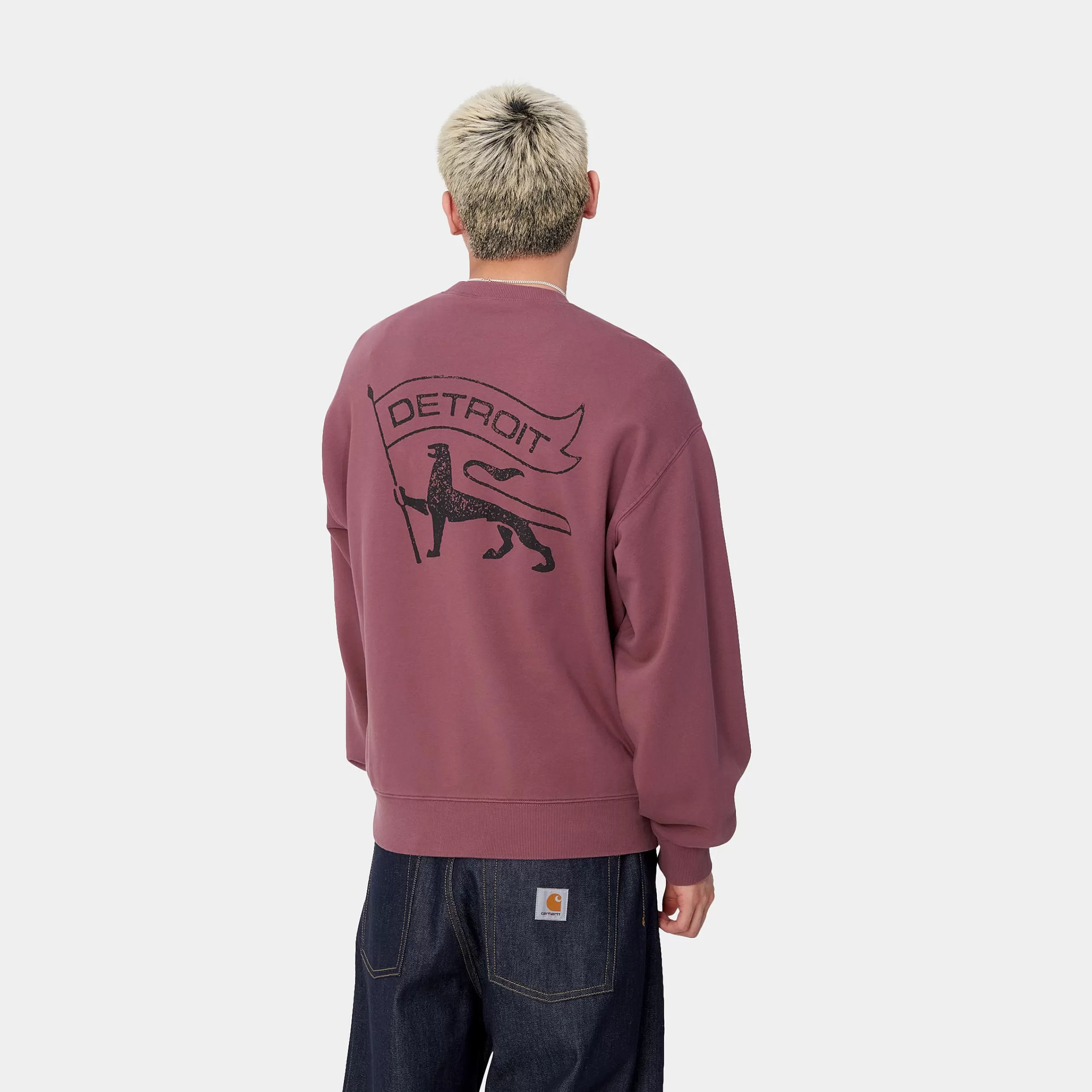 Shop Carhartt WIP Stamp Sweat Dusty Fuchsia / Black