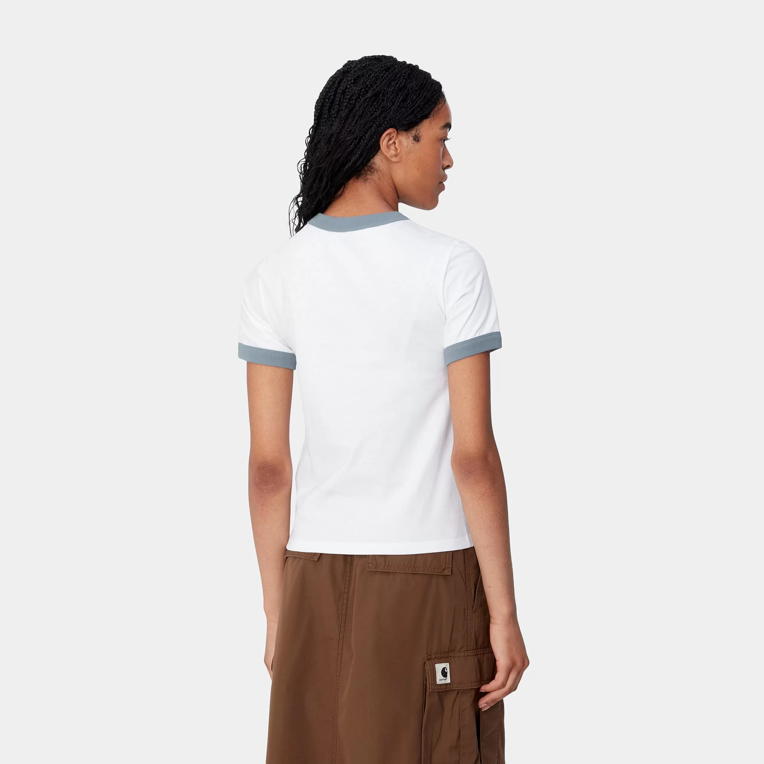 Outlet Carhartt WIP W' S/S Brown Ducks Ringer T-S White / Dusty Ice