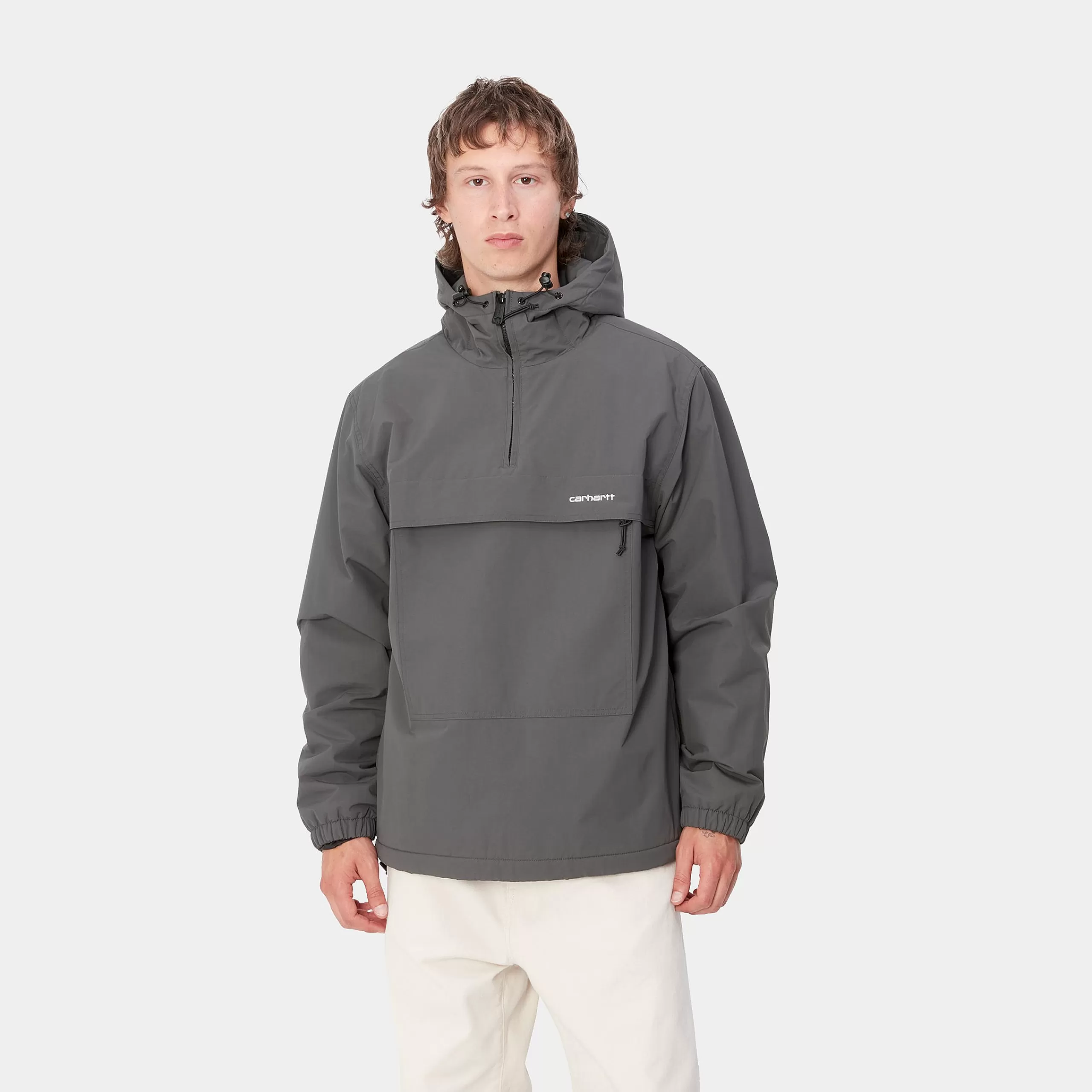 Shop Carhartt WIP Windbreaker Pullover (Winter) Graphite / White